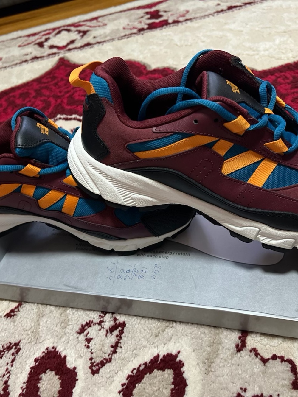 The North Face Men's Sneakers in Burgundy, Teal & Yellow Accent